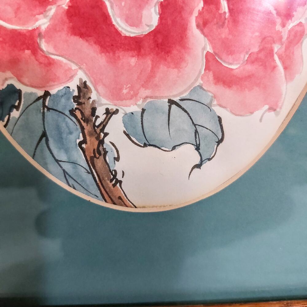 Pink Peony Watercolor Wood Framed Matted Unsigned - Picture 4 of 7
